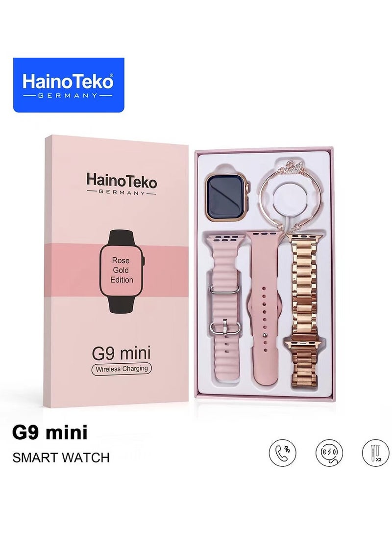 Haino Teko G9 Mini Smart Watch for Women Rose Gold Edition with 3 Pairs of Straps & FREE Bracelet