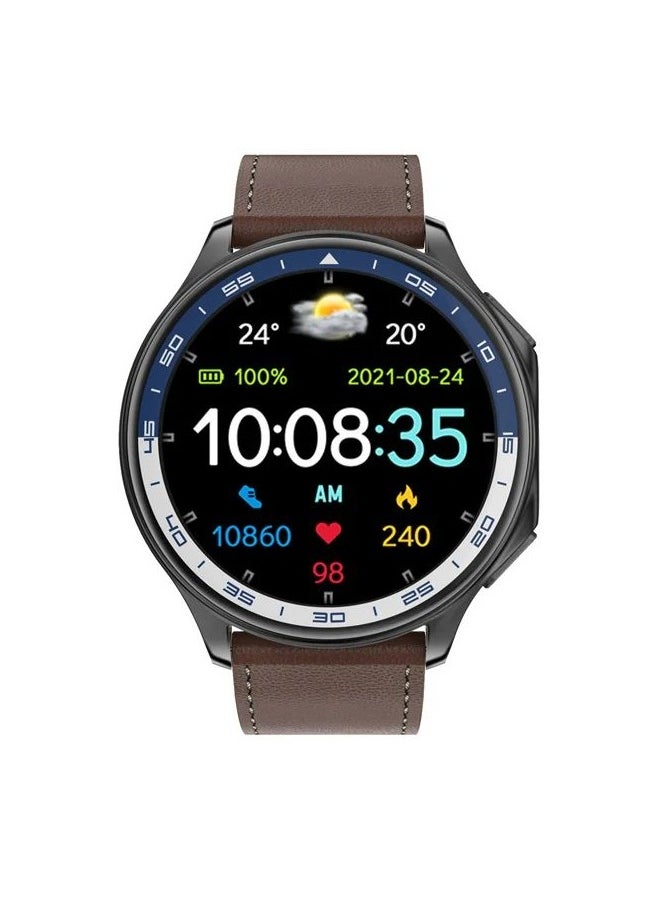 Men's Smart Watch Sports Fitness Waterproof Watch 1.43 AMOLED HD Screen Bluetooth Call Activity Tracker Heart Rate Monitor Compatible With Android And iOS, DT Watch X Brown Belt