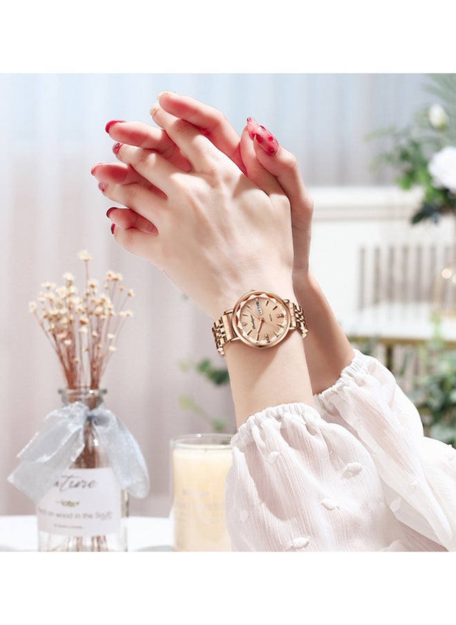 Rose Gold Colour Luminous Quartz Womens Watch - 43122