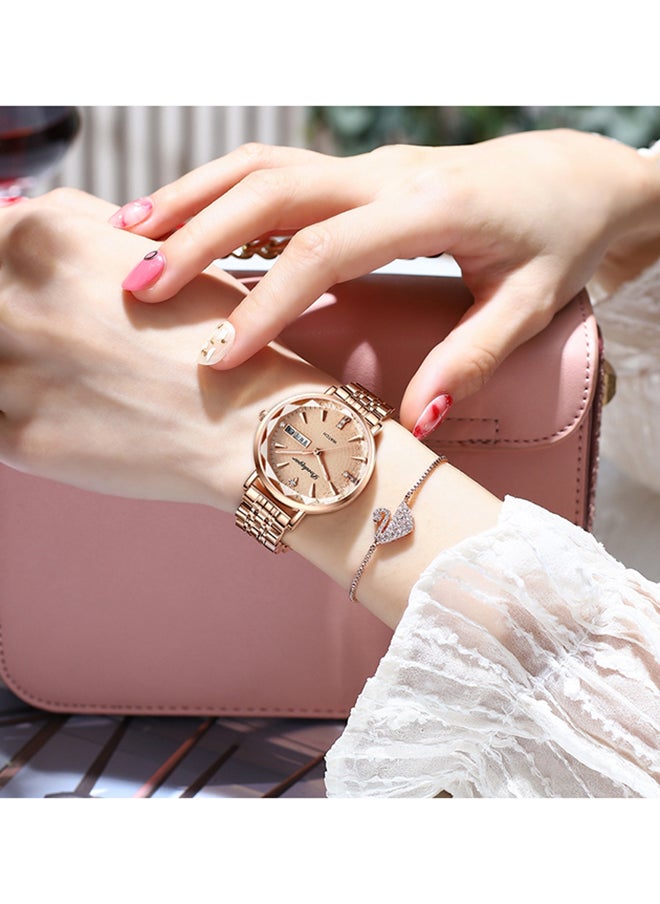 Rose Gold Colour Luminous Quartz Womens Watch - 43122