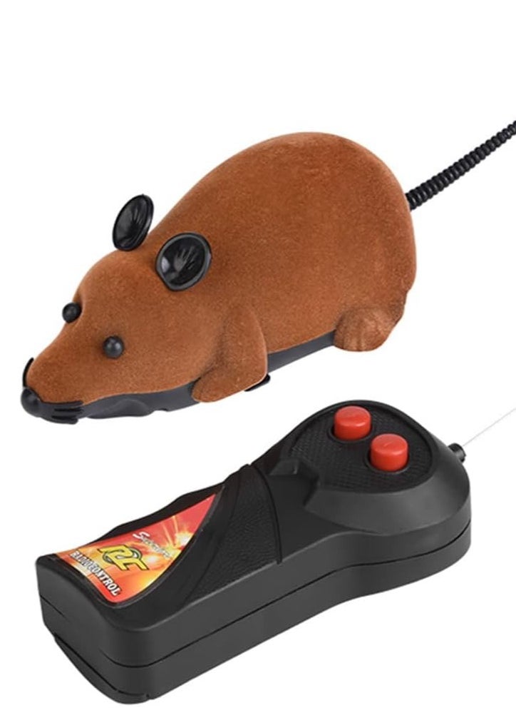 Interactive Cat Toy Mouse, Funny Chasing Electric Kitten Toy Electronic Wireless Remote Control Mock Mouse Mice Toys(Brown)