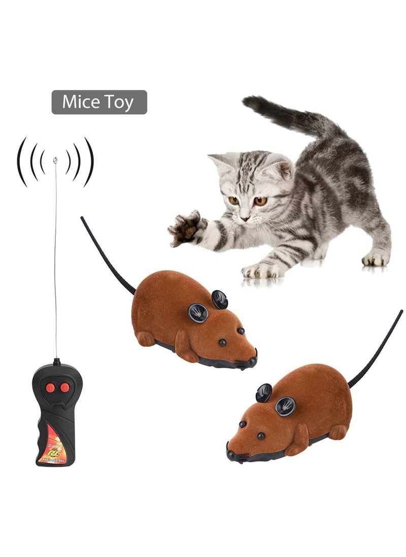 Interactive Cat Toy Mouse, Funny Chasing Electric Kitten Toy Electronic Wireless Remote Control Mock Mouse Mice Toys(Brown)