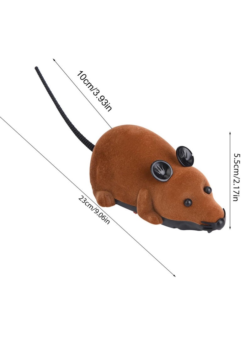 Interactive Cat Toy Mouse, Funny Chasing Electric Kitten Toy Electronic Wireless Remote Control Mock Mouse Mice Toys(Brown)