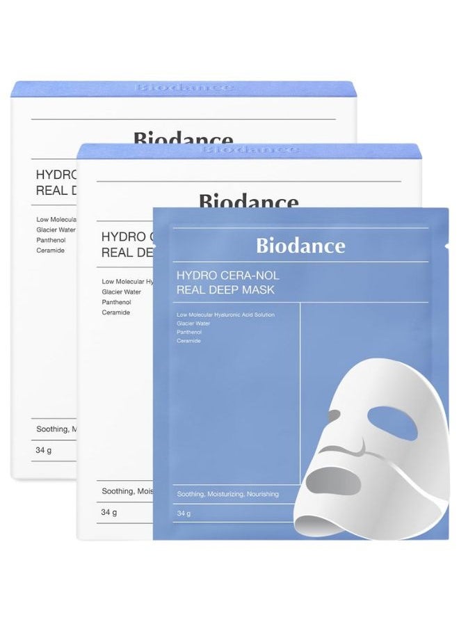 Hydro Cera-nol Real Deep Mask (34g x 4ea) x2 PACK OF 2, ith Low Molecular Hyaluronic Acid, Glacier Water, and Ceramide