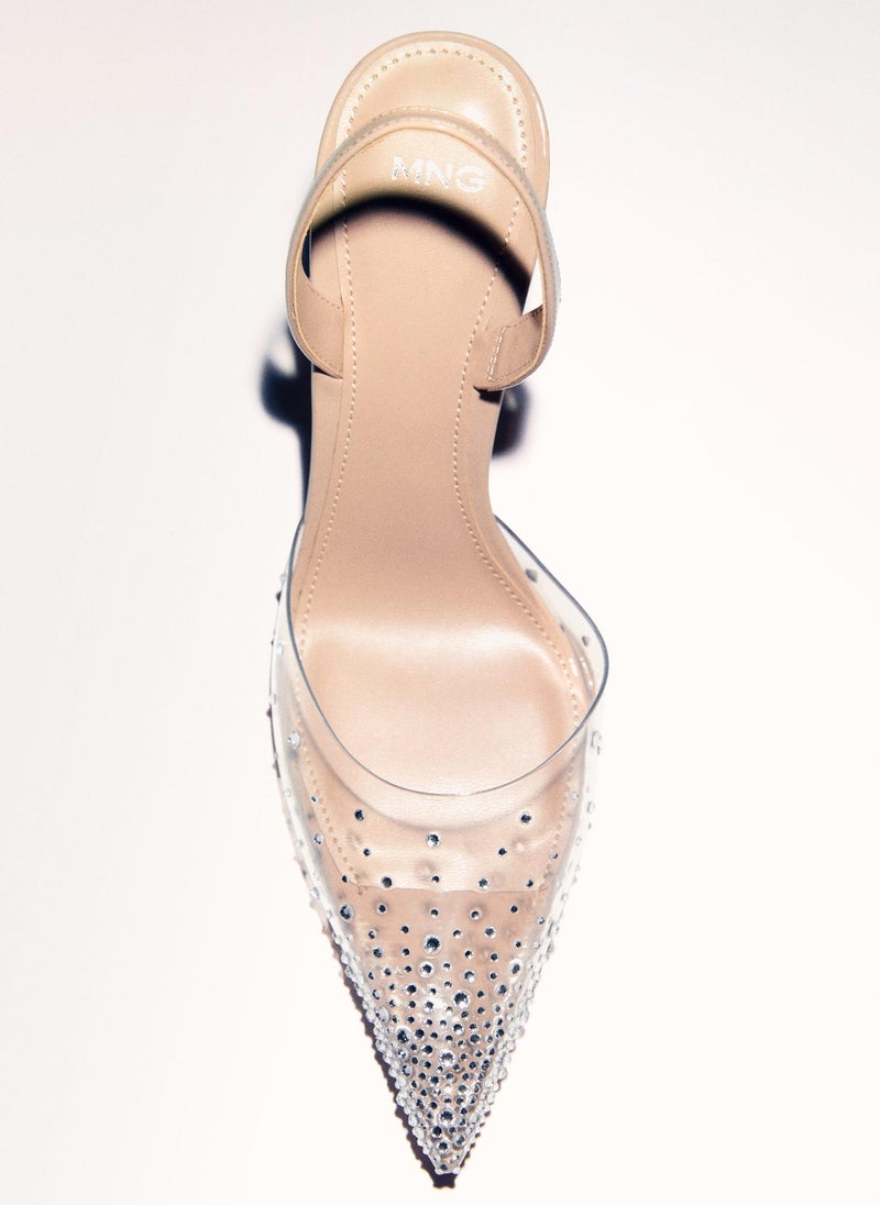 Transparent Rhinestone Pointed Toe Shoe