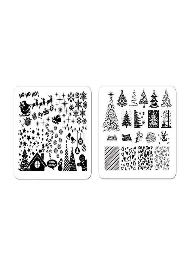Christmas Nail Art Stamping Plates Bundle Set Winter Festival Holiday Manicure Have A Merry Christmas! Jingle All The Way