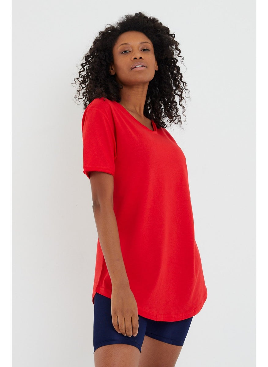Cool Style Style Cool Women Red Dirty Collar Loose T-SHIRT-XKTCPS001R24S