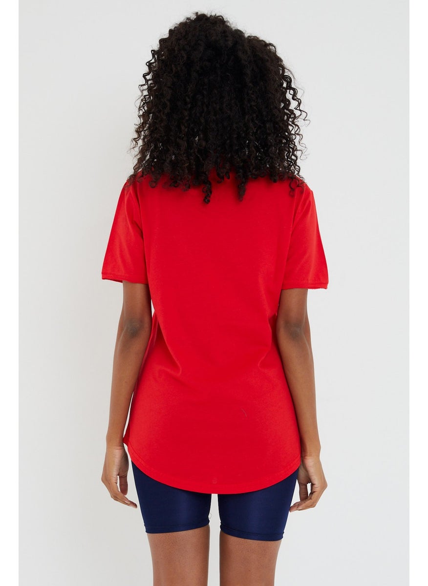 Cool Style Style Cool Women Red Dirty Collar Loose T-SHIRT-XKTCPS001R24S