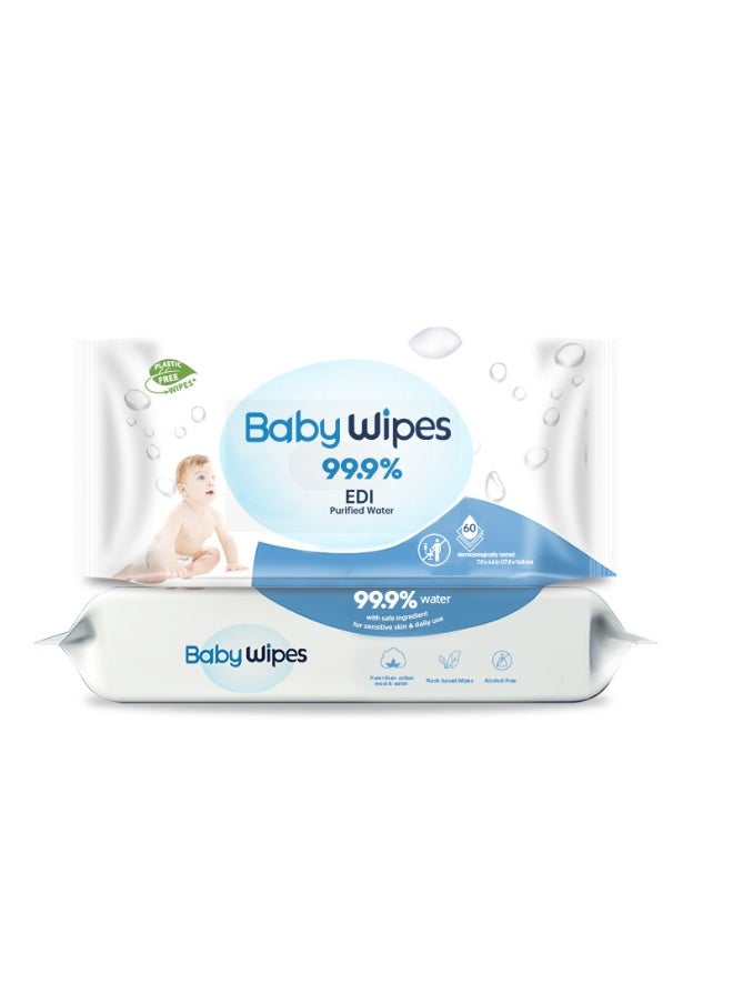 Lemickey Thickened Pure Water Wipes - Extra Large Pack of 60 for Newborns