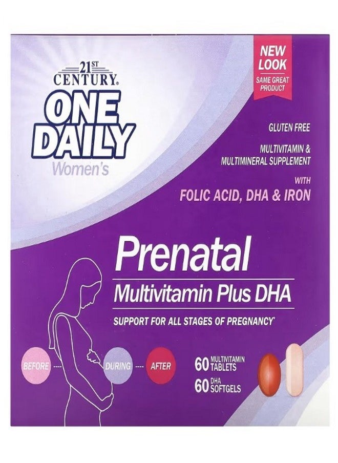 Prenatal Multivitamin Plus DHA 2 Bottles 60 Tablets  60 Softgels