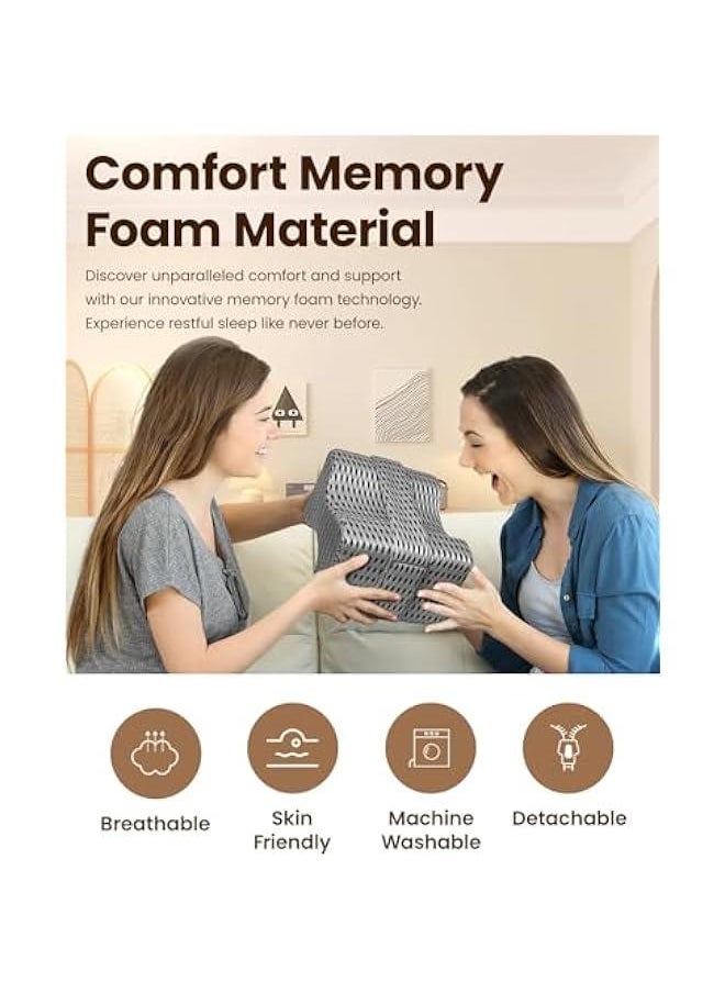 Knee Pillow for Side Sleepers - Memory Foam Leg Pillow for Side Sleeping with Strap, Leg Elevation Pillow for Relief Twisted Spine, Sciatica, Joint, Hip, Surgery Pain (Grey)