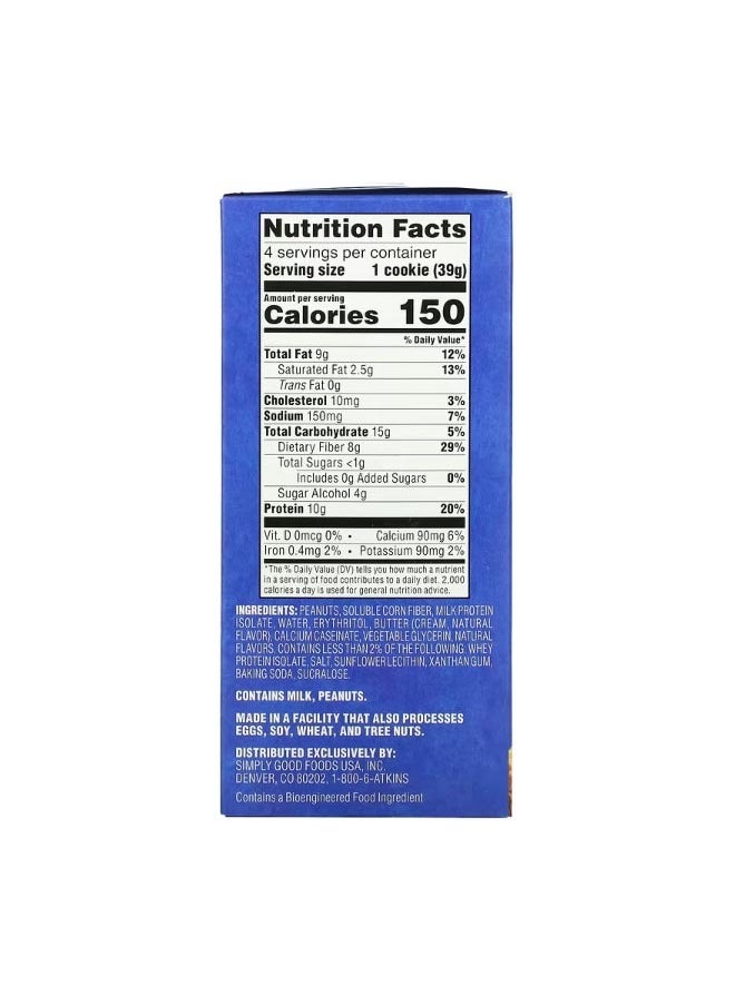 Snack Protein Cookies Peanut Butter 4 Cookies 1.38 oz 39 g Each