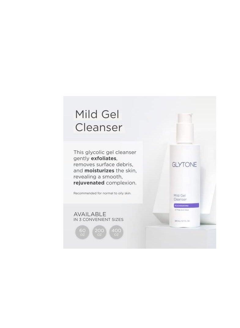 Glytone Mild Gel Cleanser - Exfoliating Face Wash for Normal to Combination Skin - With 4.7% Pure Glycolic Acid - Vegan & Fragrance-Free - 6.7 fl. oz.
