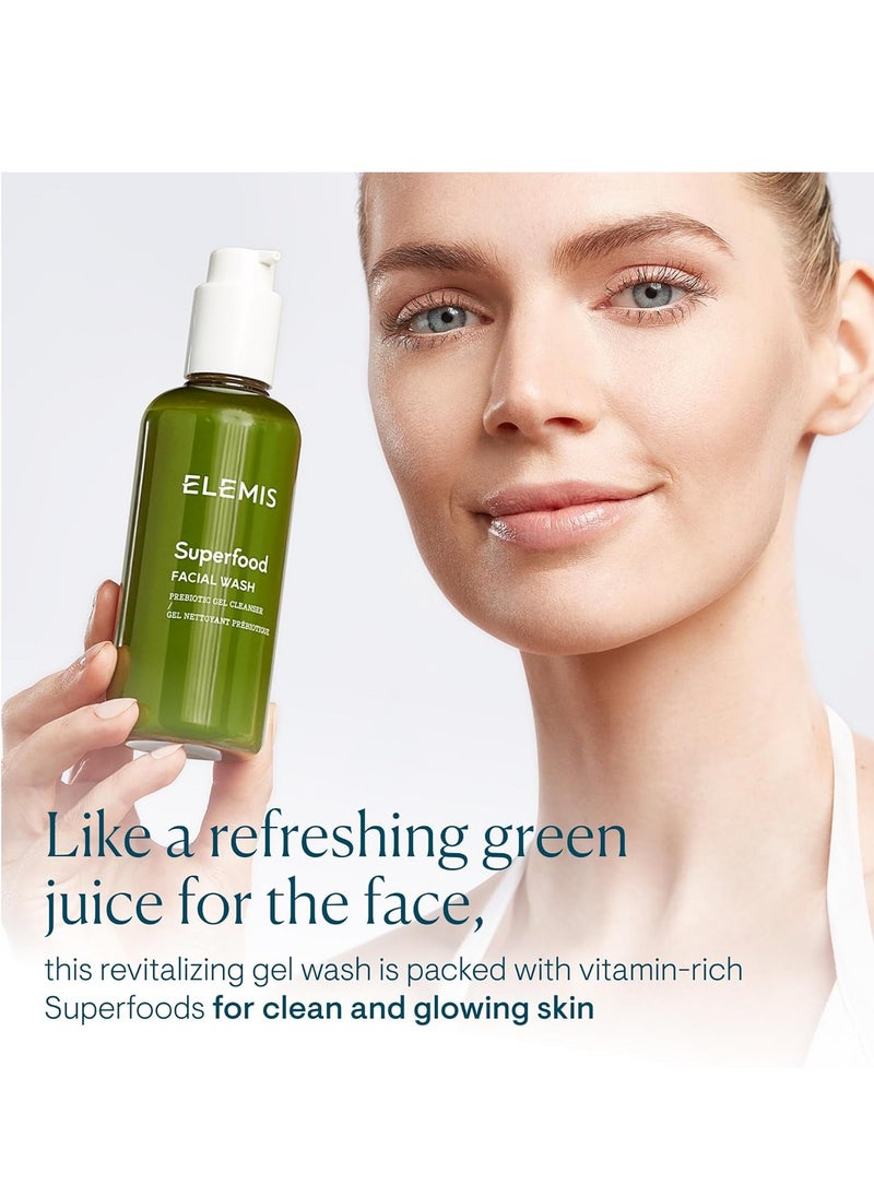 ELEMIS Superfood Facial Wash | Revitalizing Daily Prebiotic Gel Wash Gently Cleanses, Nourishes, and Balances Skin for a Fresh, Glowing Complexion