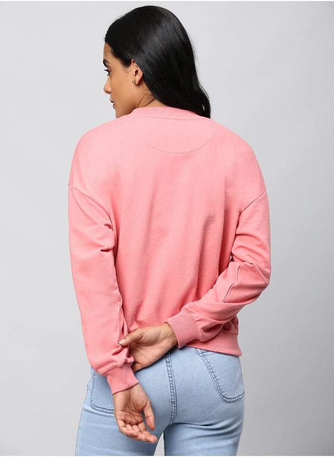 Women Pink Printed Sweatshirt