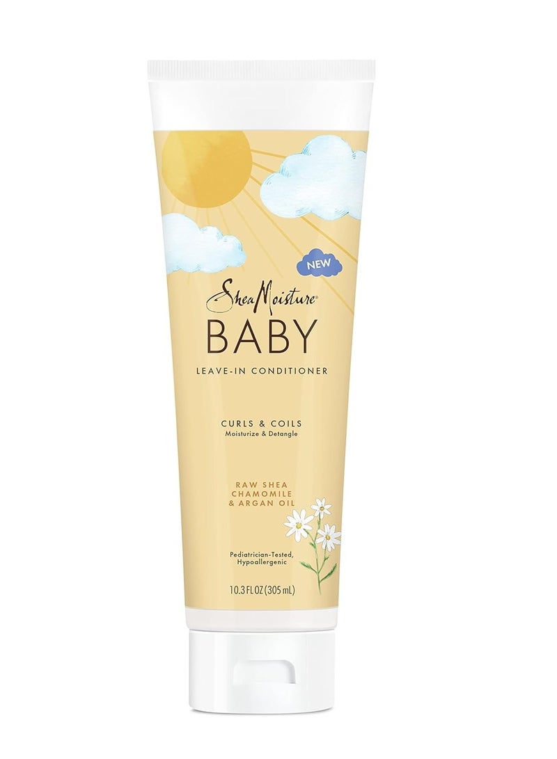 Baby Leave-In Conditioner for Curly Hair Raw Shea, Chamomile and Argan Oil Moisturizes and Helps Detangle Delicate Curls and Coils 10.3 oz 305 ml