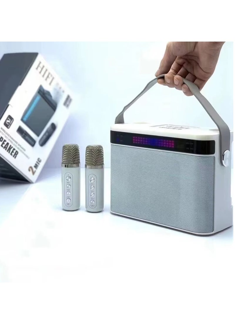 YS 224 Portable Wireless Bluetooth Karaoke Speaker Stereo Bass With Dual Microphones