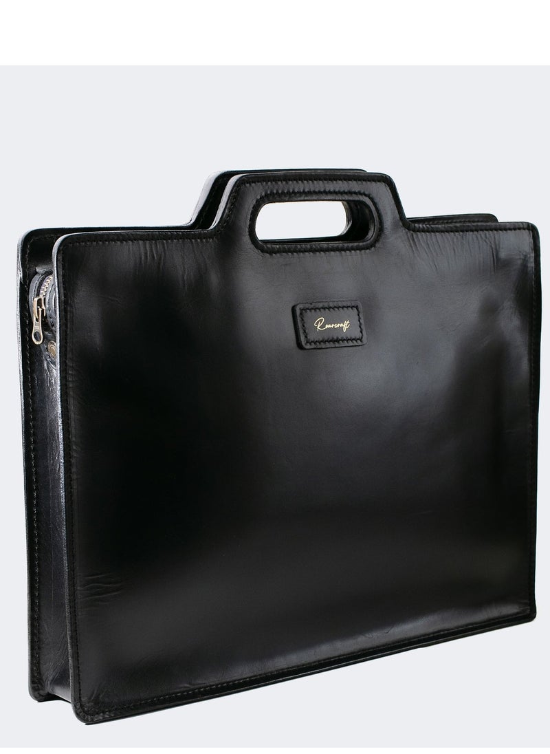 Leather Briefcase – Full-Grain Calfskin, MacBook-Compatible, Sleek Design