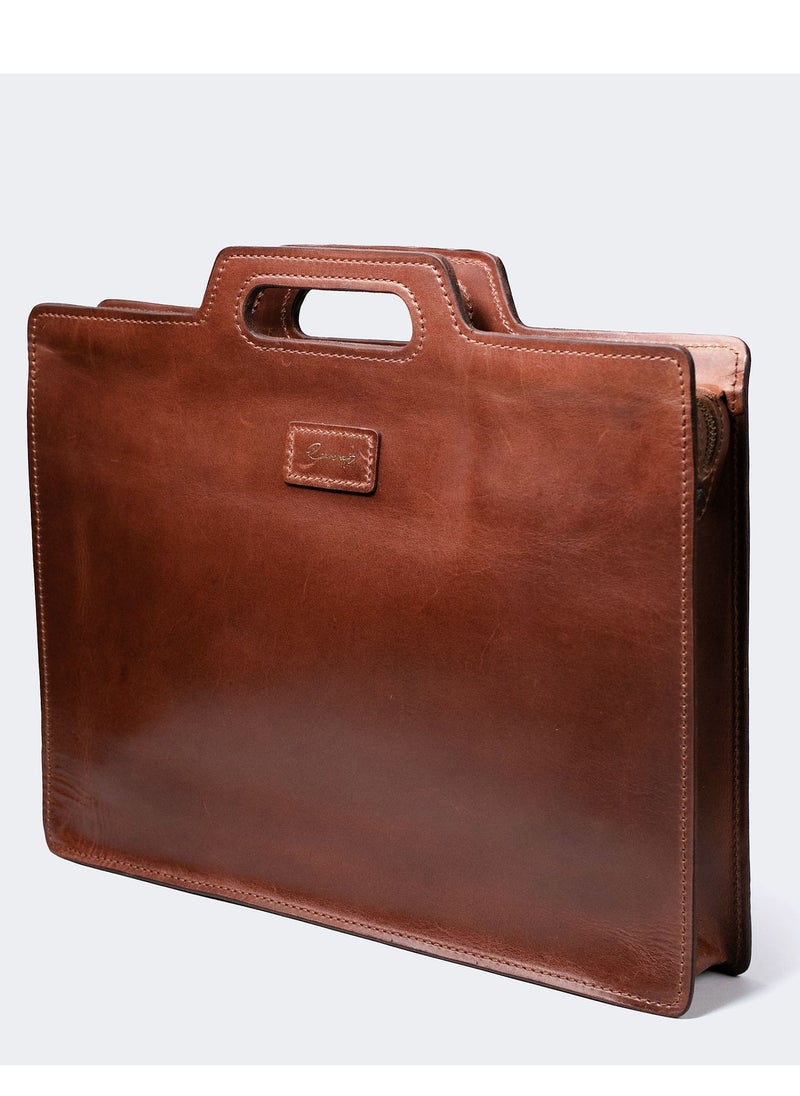 Leather Briefcase – Full-Grain Calfskin, MacBook-Compatible, Sleek Design