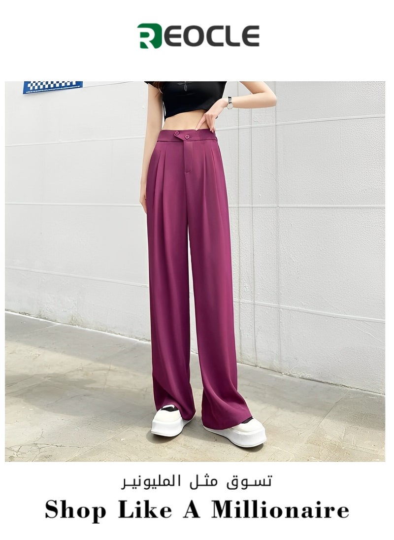 Women's Wide Leg Pants Yoga Pants with Pockets Stretch Loose Casual Lounge Sweatpants Light Weight Loose Comfy High Waist Pants