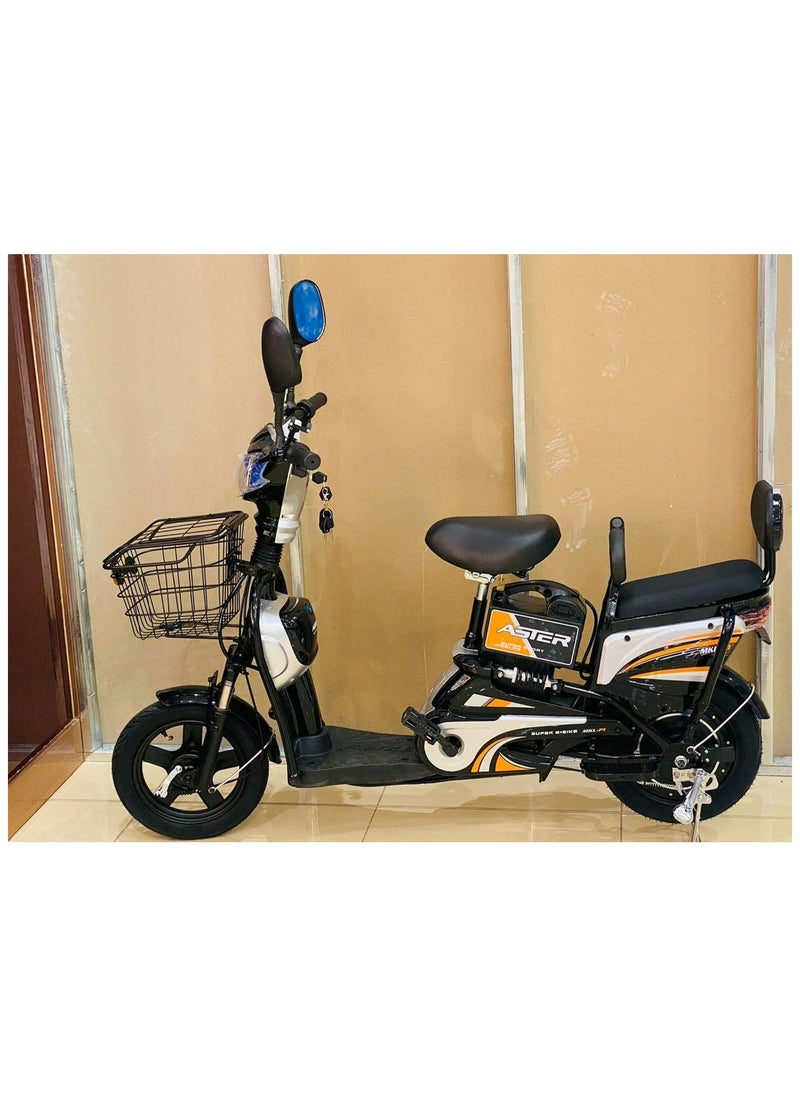 Electrical Bike With Grocery Basket Black Electric Bike with Pedal Assist 48 V Battery