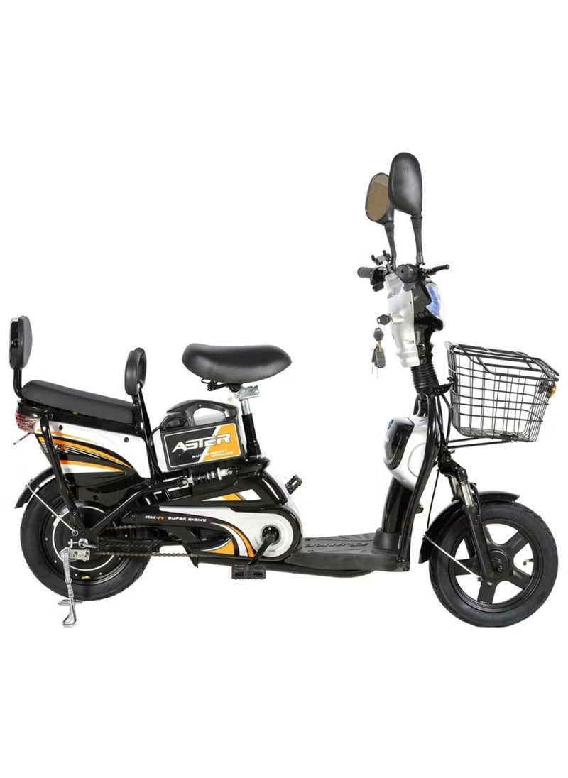 Electrical Bike With Grocery Basket Black Electric Bike with Pedal Assist 48 V Battery