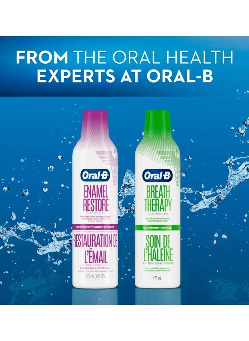 Enamel Restore Special Care Oral Mouthwash, Strengthens and Rebuilds Weakened Enamel, No Alcohol, Artificial Dyes, Parabens, Gluten, Sodium Lauryl Sulfate, 475 ml