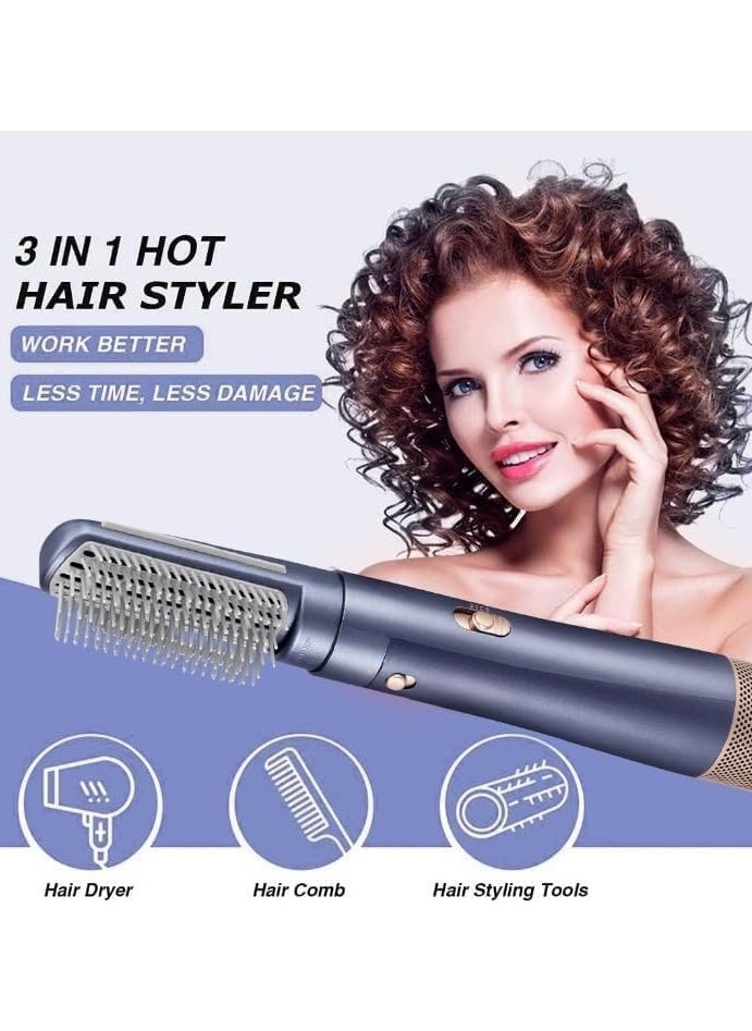 RE-2201-2 Hair Styler New Styling Tools Multi-functional Hair brushes Negative Ion Blow Dryer for Hair Styling Drying, Volumizing & Curling, with Ion Care High-Speed Motor, with 2 Attachments - Blue