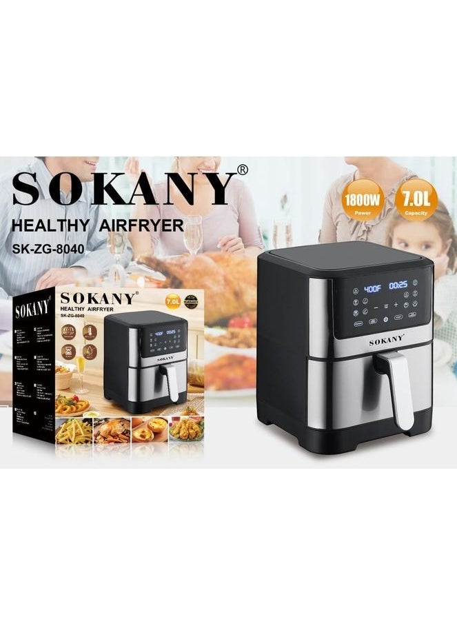 Sokany Air Fryer, 7 Liter, 1800 Watt, SK-ZG-8040