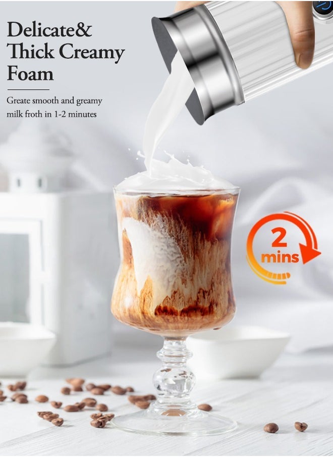 Milk Frother 4 In 1 Electric Milk Steamer Automatic Hot And Cold Milk Foam Machine For Latte Cappuccino And Macchiato 550W 230ML White