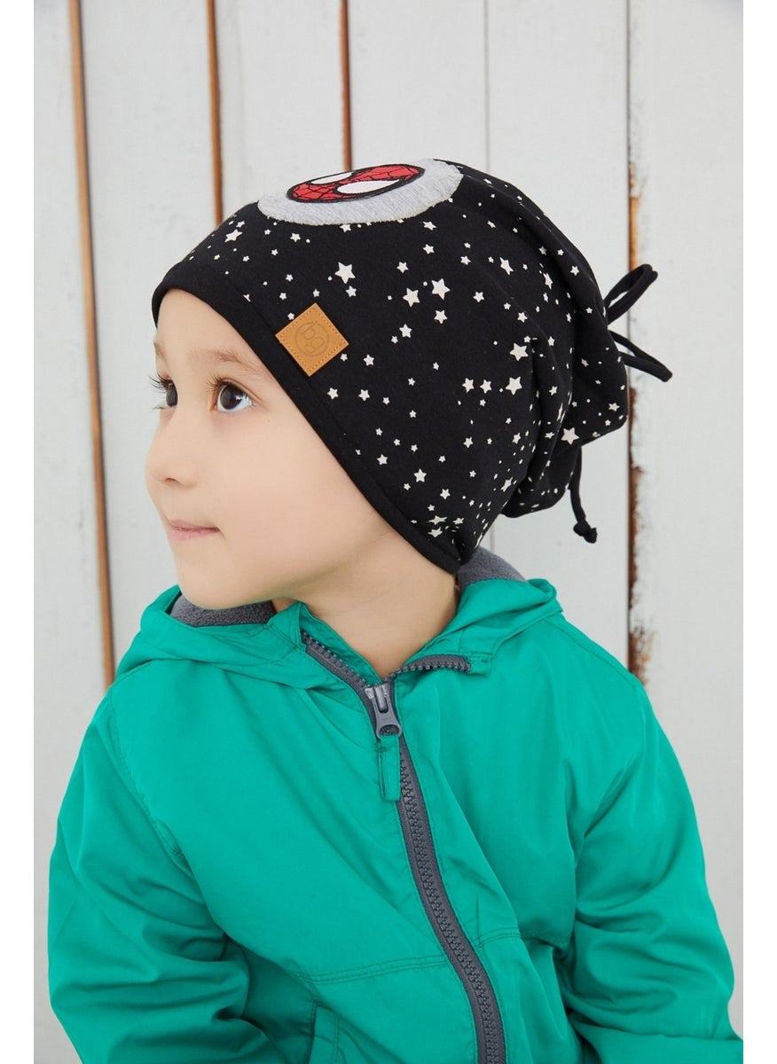 Cotton Soft Double Layer Combed Spiderman Kids Baby Hat Beanie