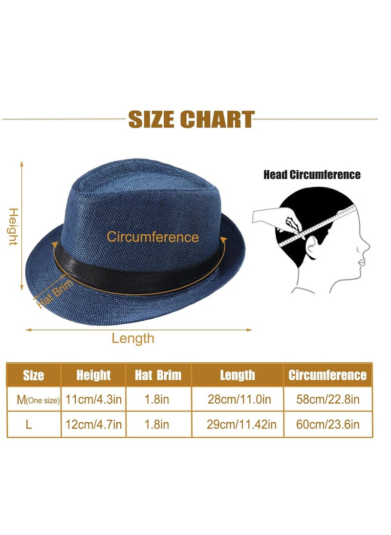 5 Pack Short Brim Fedora Classic Summer Beach Sun Hat Panama Cap for Men Women