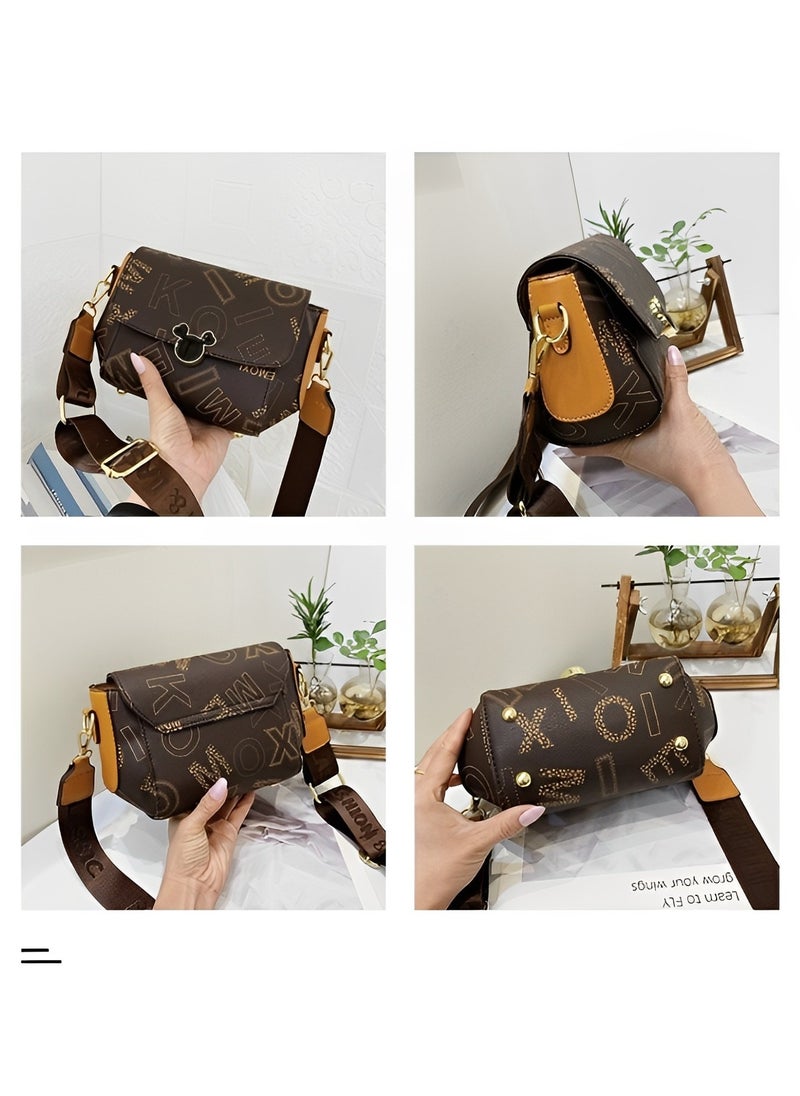 Women's Crossbody Bag Small Messenger Bag Vintage Shoulder Bag Vintage Satchel Purse with Adjustable Wide Strap