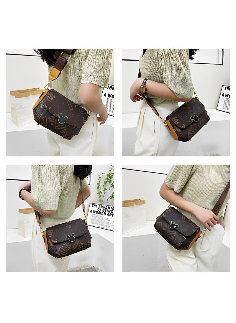 Women's Crossbody Bag Small Messenger Bag Vintage Shoulder Bag Vintage Satchel Purse with Adjustable Wide Strap