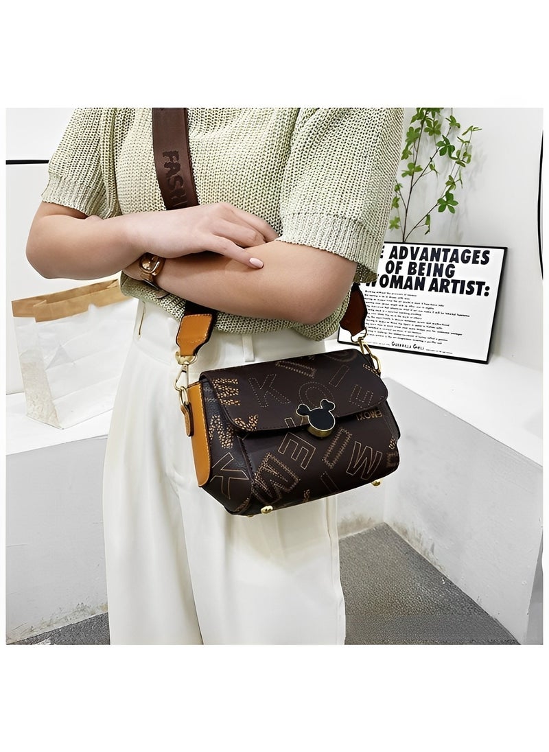 Women's Crossbody Bag Small Messenger Bag Vintage Shoulder Bag Vintage Satchel Purse with Adjustable Wide Strap
