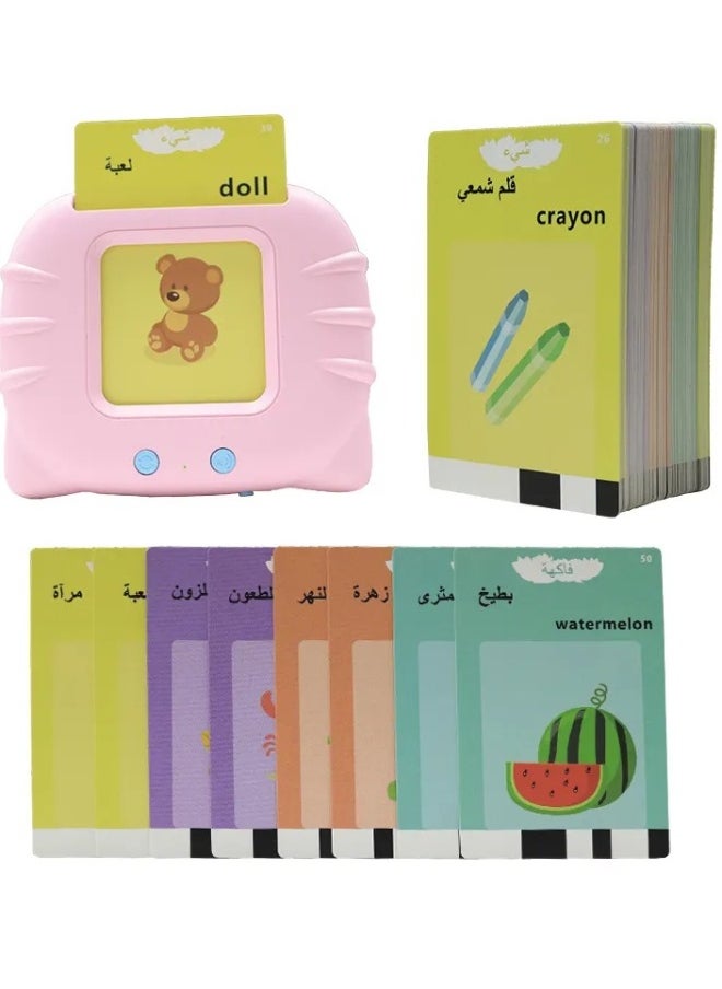 Talking Flash Cards Kids Educational Toy English Arabic Listening Learning education games 112 Pcs Talking Glitter Card with sound effects with 224 visual words learning interactive gift