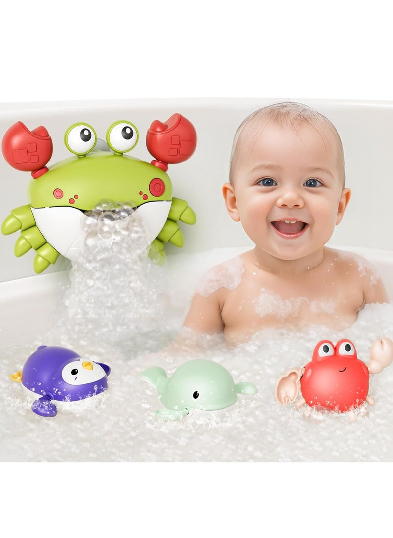 Crab Bubble Machine Bath Toy with 3 Pack Wind-up Poor Toys, Automatic Bubble Maker Baby Bath Toys, Blow Bubbles and Plays Children’s Songs, Birthday Gift for Kids