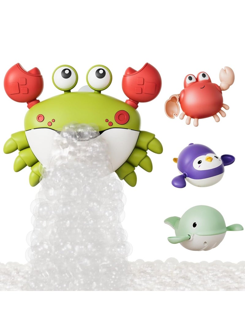 Crab Bubble Machine Bath Toy with 3 Pack Wind-up Poor Toys, Automatic Bubble Maker Baby Bath Toys, Blow Bubbles and Plays Children’s Songs, Birthday Gift for Kids