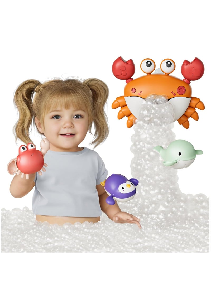 Crab Bubble Machine Bath Toy with 3 Pack Wind-up Poor Toys, Automatic Bubble Maker Baby Bath Toys, Blow Bubbles and Plays Children’s Songs, Birthday Gift for Kids