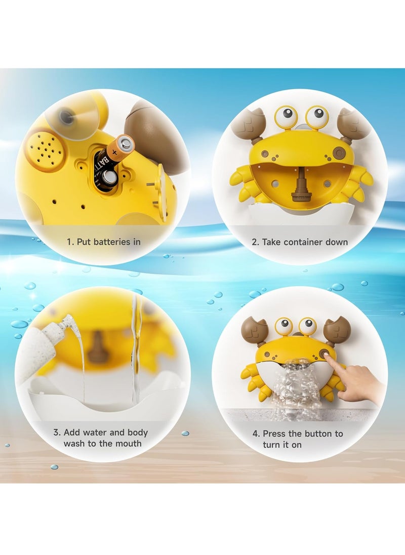 Crab Bubble Machine Bath Toy with 3 Pack Wind-up Poor Toys, Automatic Bubble Maker Baby Bath Toys, Blow Bubbles and Plays Children’s Songs, Birthday Gift for Kids