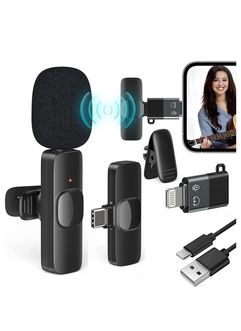 2 in 1 K8 Wireless Microphone, Digital Mini Portable Recording Clip Mic with Receiver