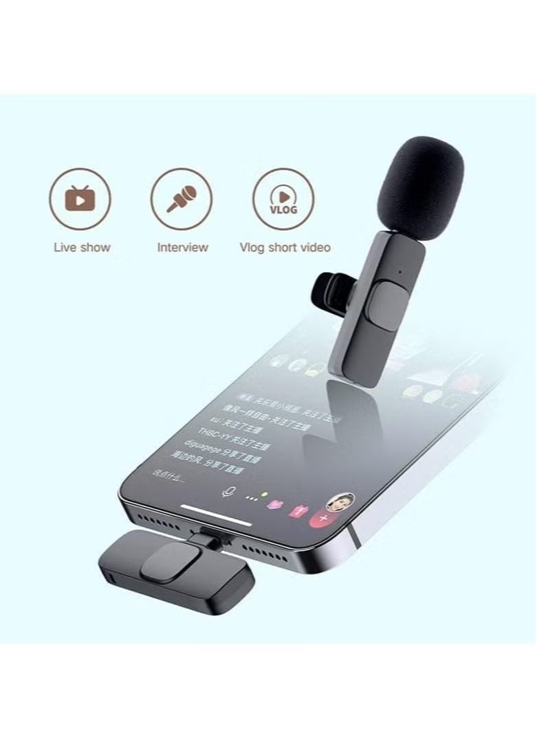 2 in 1 K8 Wireless Microphone, Digital Mini Portable Recording Clip Mic with Receiver