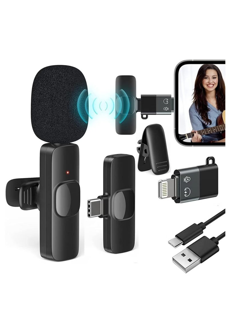 2 in 1 K8 Wireless Microphone, Digital Mini Portable Recording Clip Mic with Receiver