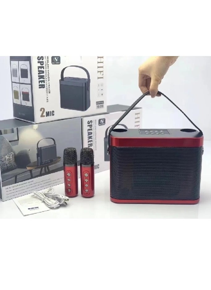 YS-219 Karaoke Machine with 2 Wireless Microphones Portable Speaker