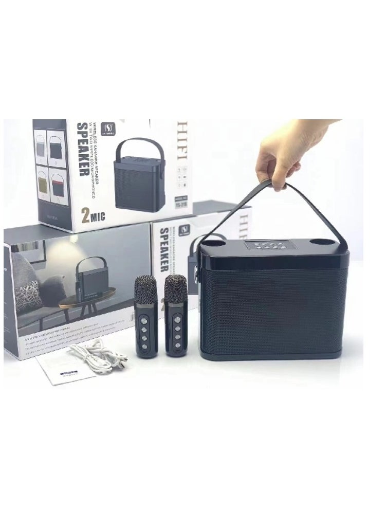 YS-219 Karaoke Machine with 2 Wireless Microphones Portable Speaker