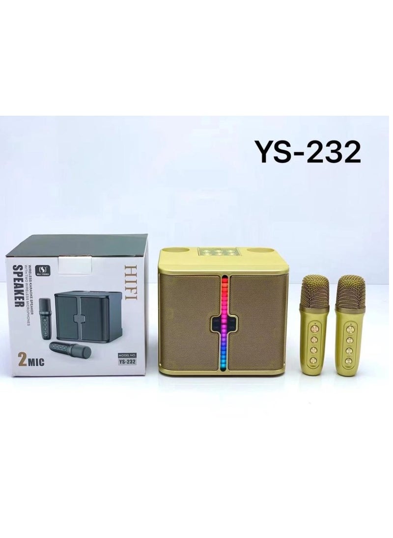 YS-232 Light Wireless Karaoke Speaker  With Double Wireless Microphones