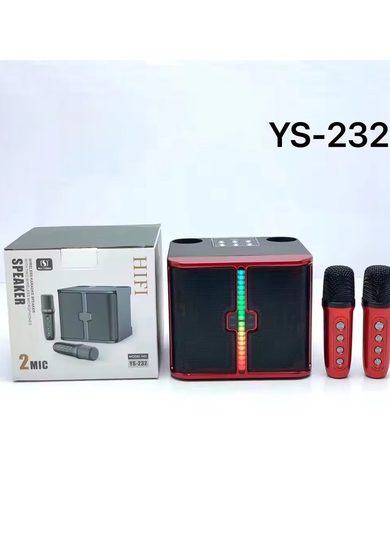 YS-232 Light Wireless Karaoke Speaker  With Double Wireless Microphones