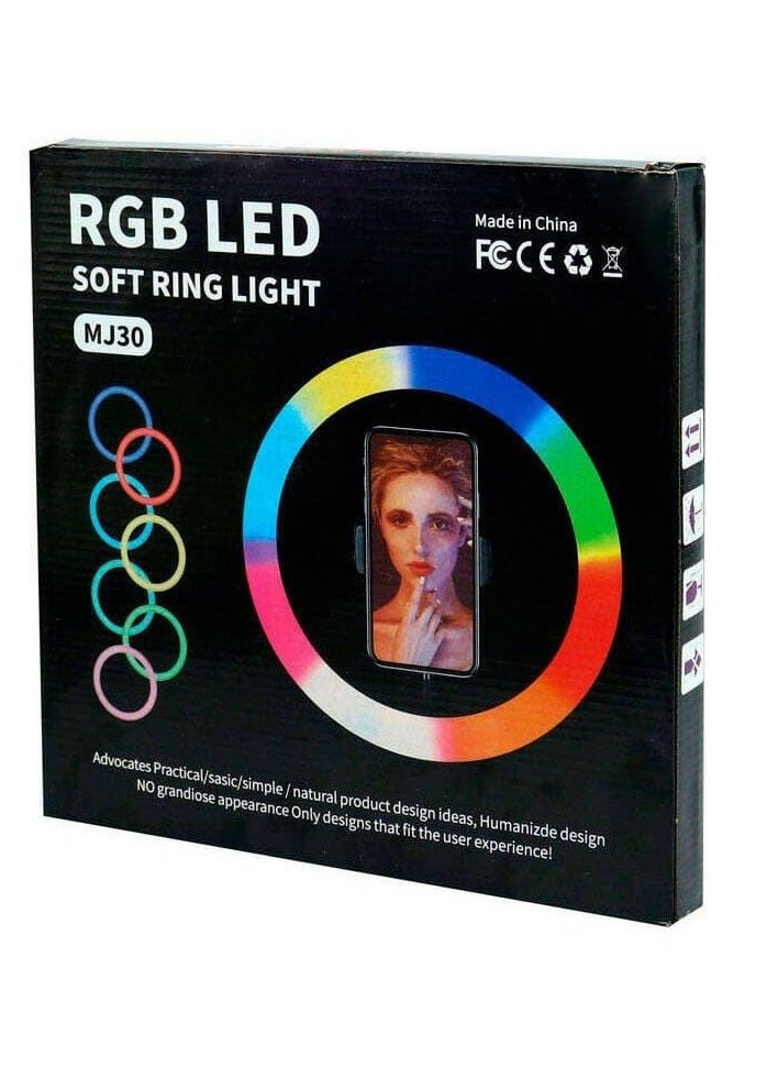 13 Inch MJ30 soft ring light Selfie Desktop LED Ring Light RGB Color Light for Vlog YouTube Portrait Photography