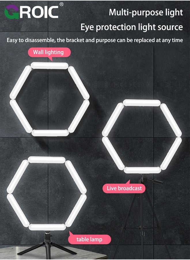 Splicing 5-Pnel LED Light Foldble Lamp Pgrphy Fill Light with 3 Lighting Modes Brightness djustment Tripod Phone Lamp for Selfie Video
