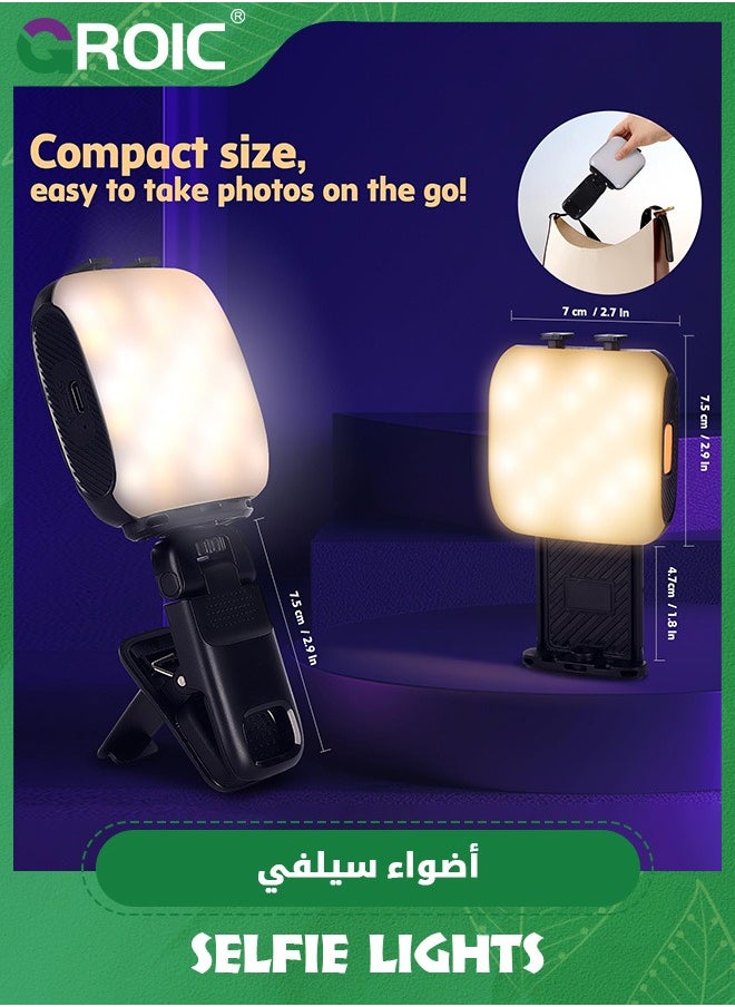 Retractable Phone Light, 3 Light Modes, 13 RGB Portable Selfie Light, Rechargeable Selfie Light for iPhone, Phone, iPads, Laptops for Selfies, TiKTok, Volg, Makeup, Video Conferencing
